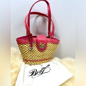 Brighton Straw & Leather Woven Raffia Braided Shoulder Bag